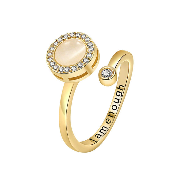 Wholesale Women's Light Luxury Niche Jewelry Zircon Opal Rotatable Opening Ring Copper Geometric Electroplated