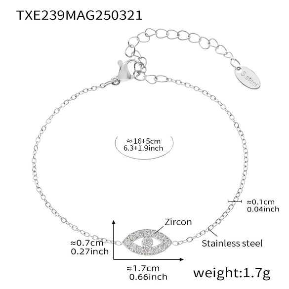 Wholesale Women's Light Luxury Niche Multi Layer Clavicle Necklace And Bracelet Set With Devil's Eye 5A Zircon Made Of Stainless Steel With Electroplating