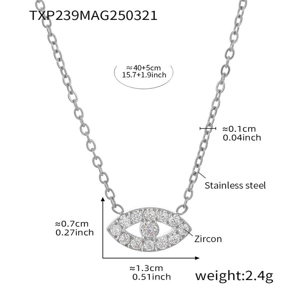 Wholesale Women's Light Luxury Niche Multi Layer Clavicle Necklace And Bracelet Set With Devil's Eye 5A Zircon Made Of Stainless Steel With Electroplating