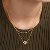 Wholesale Women's Light Luxury Niche Multi Layer Clavicle Necklace And Bracelet Set With Devil's Eye 5A Zircon Made Of Stainless Steel With Electroplating