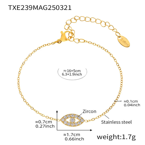 Wholesale Women's Light Luxury Niche Multi Layer Clavicle Necklace And Bracelet Set With Devil's Eye 5A Zircon Made Of Stainless Steel With Electroplating