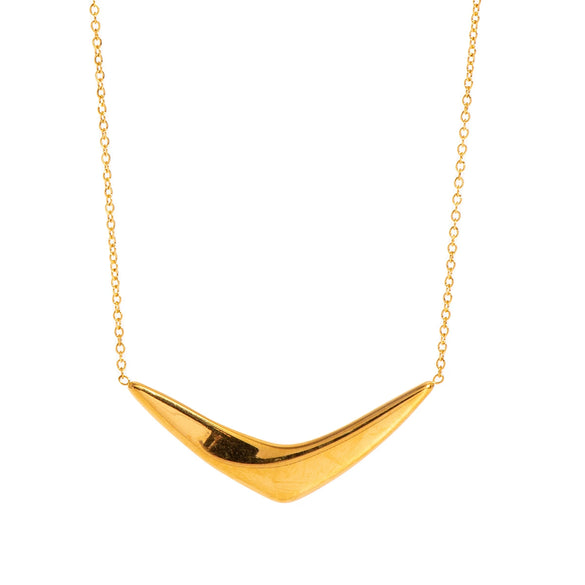 Wholesale Women's Light Luxury Niche Simple High End Versatile V Shaped Stainless Steel Necklace With Pvd Furnace Vacuum Real Gold Plating