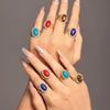 Wholesale Women's Light Luxury Omega Wave Oval Open Ring In Stainless Steel With Natural Stone And Zircon Pvd Plating