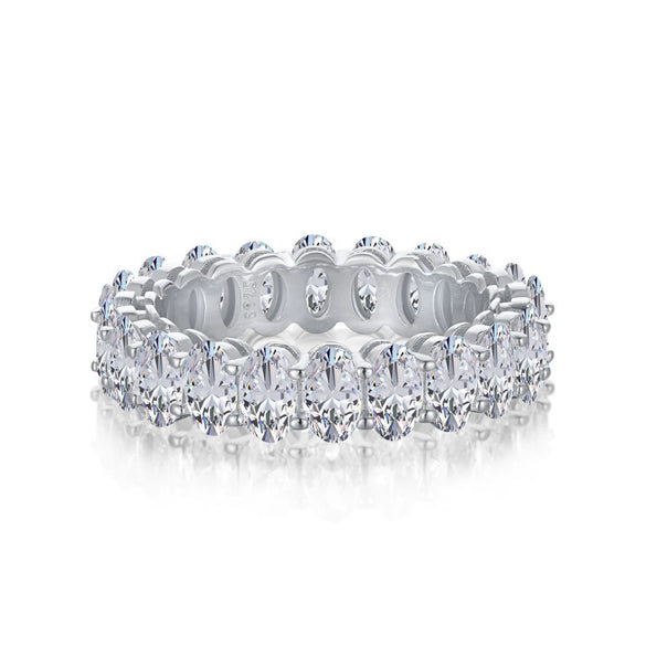 Wholesale Women's Light Luxury Oval Zircon Ring S925 Sterling Silver Geometric Electroplated