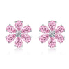 Wholesale Women's Light Luxury Pink Flower Earrings Made Of 925 Silver With Diamond Design