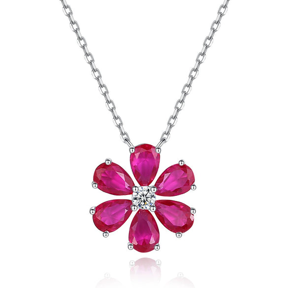 Wholesale Women's Light Luxury Pink Flower Earrings Made Of 925 Silver With Diamond Design