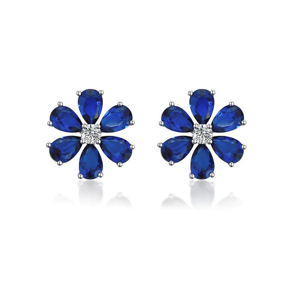 Wholesale Women's Light Luxury Pink Flower Earrings Made Of 925 Silver With Diamond Design