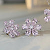 Wholesale Women's Light Luxury Pink Flower Earrings Made Of 925 Silver With Diamond Design