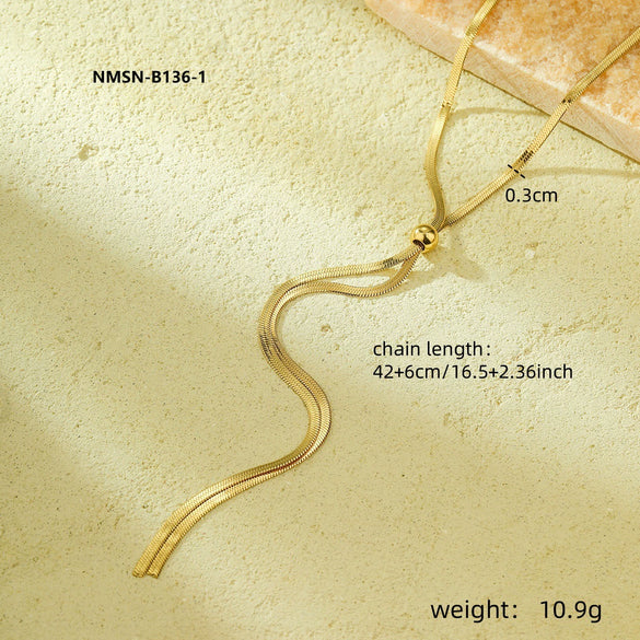 Wholesale Women's Light Luxury Pullout Long Necklace With Snake Bone Chain Stainless Steel Electroplated