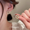 Wholesale Women's Light Luxury Real Gold Electroplated Silver Needle Pearl Zircon Letter Earrings