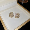 Wholesale Women's Light Luxury Real Gold Electroplated Silver Needle Pearl Zircon Letter Earrings