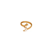Wholesale Women's Light Luxury Real Gold Plated Copper Heart Shape Star And Moon Open Ring Jewelry