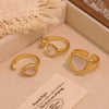 Wholesale Women's Light Luxury Real Gold Plated Copper Heart Shape Star And Moon Open Ring Jewelry