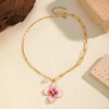 Wholesale Women's Light Luxury Real Gold Plated Flower Necklace Regular Chain