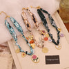 Wholesale Women's Light Luxury Real Gold Plated Handmade Flower Heart Scarf Chain Necklace Accessories