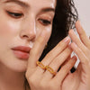 Wholesale Women's Light Luxury Rectangular Geometric Hollow Stainless Steel 18K Gold Pvd Plated Finger Ring