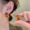 Wholesale Women's Light Luxury Resin Earrings With Geometric Heart Design And Electroplating
