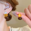 Wholesale Women's Light Luxury Resin Earrings With Geometric Heart Design And Electroplating