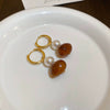Wholesale Women's Light Luxury Resin Earrings With Geometric Heart Design And Electroplating