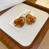Wholesale Women's Light Luxury Resin Earrings With Geometric Heart Design And Electroplating