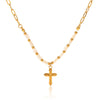 Wholesale Women's Light Luxury Retro Natural Freshwater Pearl Stainless Steel Geometric Cross Pendant Necklace With Electroplating