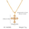Wholesale Women's Light Luxury Retro Natural Freshwater Pearl Stainless Steel Geometric Cross Pendant Necklace With Electroplating