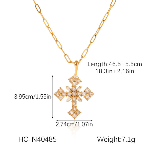 Wholesale Women's Light Luxury Retro Natural Freshwater Pearl Stainless Steel Geometric Cross Pendant Necklace With Electroplating