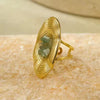 Wholesale Women's Light Luxury Retro Stainless Steel Oval Ring Inlaid With Natural Stone And Electroplated