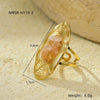 Wholesale Women's Light Luxury Retro Stainless Steel Oval Ring Inlaid With Natural Stone And Electroplated