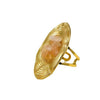 Wholesale Women's Light Luxury Retro Stainless Steel Oval Ring Inlaid With Natural Stone And Electroplated