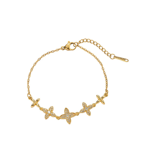 Wholesale Women's Light Luxury Rhombus Zircon Bracelet In Gold Plated Titanium Steel