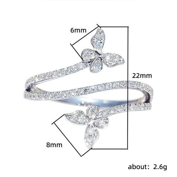 Wholesale Women's Light Luxury Ring Copper With Butterfly Zircon Design