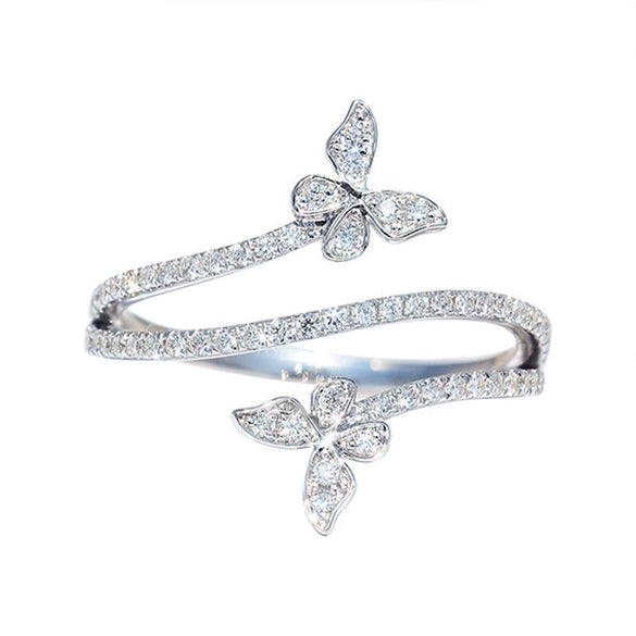 Wholesale Women's Light Luxury Ring Copper With Butterfly Zircon Design