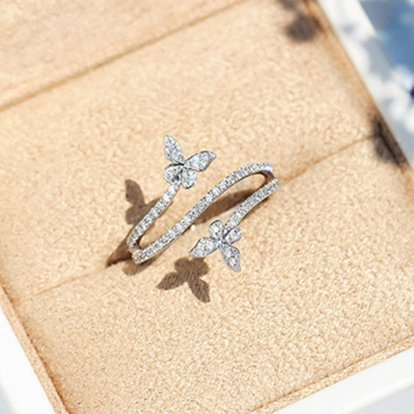 Wholesale Women's Light Luxury Ring Copper With Butterfly Zircon Design