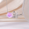 Wholesale Women's Light Luxury Rose Flower Pendant Necklace Copper Electroplating Mixed Gemstone Setting O Chain Jewelry