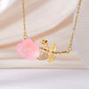 Wholesale Women's Light Luxury Rose Flower Pendant Necklace Copper Electroplating Mixed Gemstone Setting O Chain Jewelry