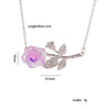 Wholesale Women's Light Luxury Rose Flower Pendant Necklace Copper Electroplating Mixed Gemstone Setting O Chain Jewelry