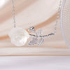 Wholesale Women's Light Luxury Rose Flower Pendant Necklace Copper Electroplating Mixed Gemstone Setting O Chain Jewelry