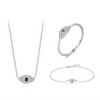 Wholesale Women's Light Luxury S925 Sterling Silver Devil's Eye Microinlay Ring And Bracelet