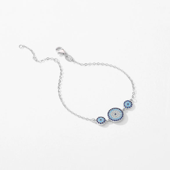 Wholesale Women's Light Luxury S925 Sterling Silver Devil's Eye Microinlay Round Diamond Bracelet