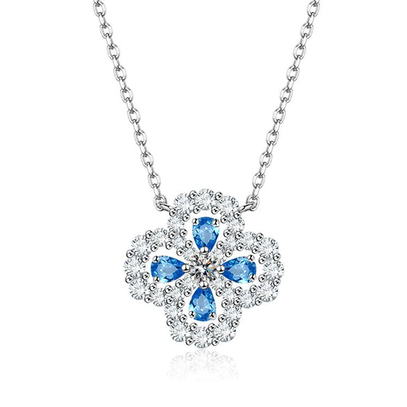 Wholesale Women's Light Luxury S925 Sterling Silver Fourleaf Clover Ochain Necklace With Pink Diamond Design
