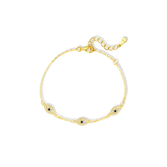 Wholesale Women's Light Luxury S925 Sterling Silver Geometric Devil's Eye Micropaved Zircon Necklace