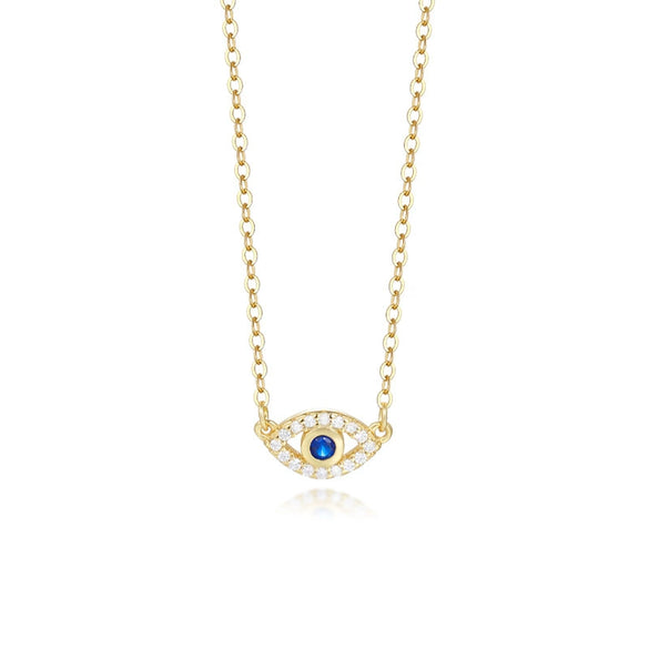 Wholesale Women's Light Luxury S925 Sterling Silver Geometric Devil's Eye Micropaved Zircon Necklace