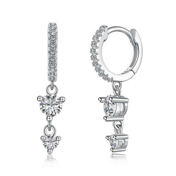 Wholesale Women's Light Luxury S925 Sterling Silver Geometric Heart Pendant Earrings