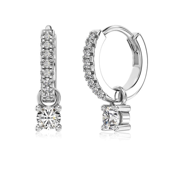 Wholesale Women's Light Luxury S925 Sterling Silver Geometric Heart Pendant Earrings