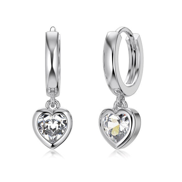 Wholesale Women's Light Luxury S925 Sterling Silver Geometric Heart Pendant Earrings