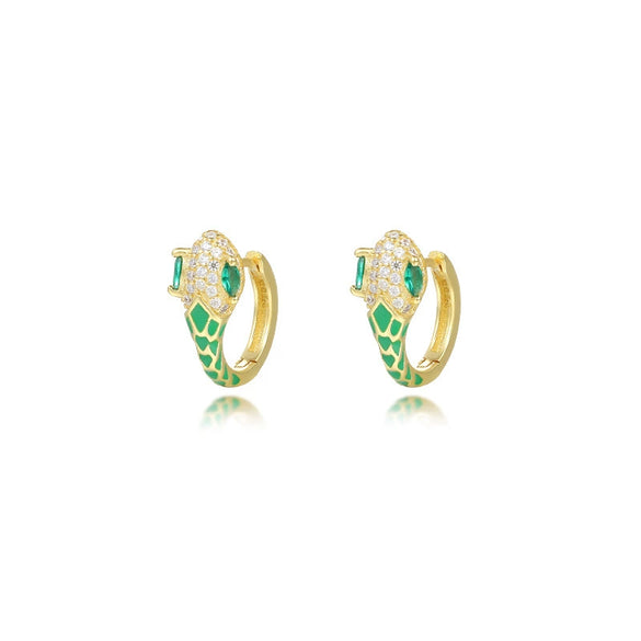 Wholesale Women's Light Luxury S925 Sterling Silver Geometric Snake Micropaved Earrings