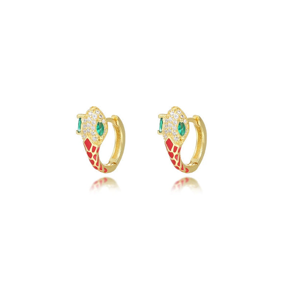 Wholesale Women's Light Luxury S925 Sterling Silver Geometric Snake Micropaved Earrings
