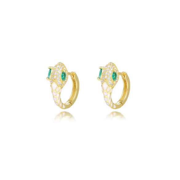 Wholesale Women's Light Luxury S925 Sterling Silver Geometric Snake Micropaved Earrings