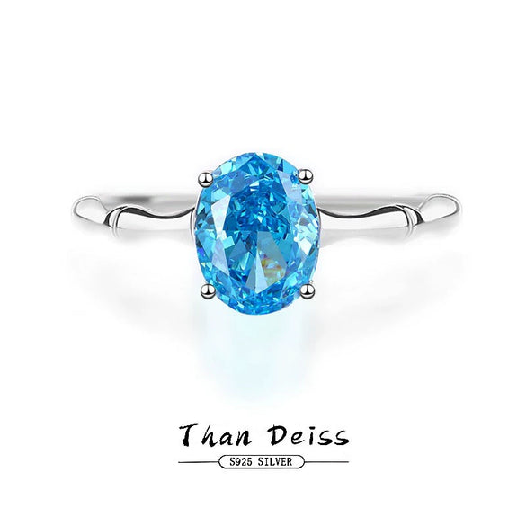Wholesale Women's Light Luxury S925 Sterling Silver Geometric Zircon Aquamarine Ring With Diamond Design And Ice Flower Cut